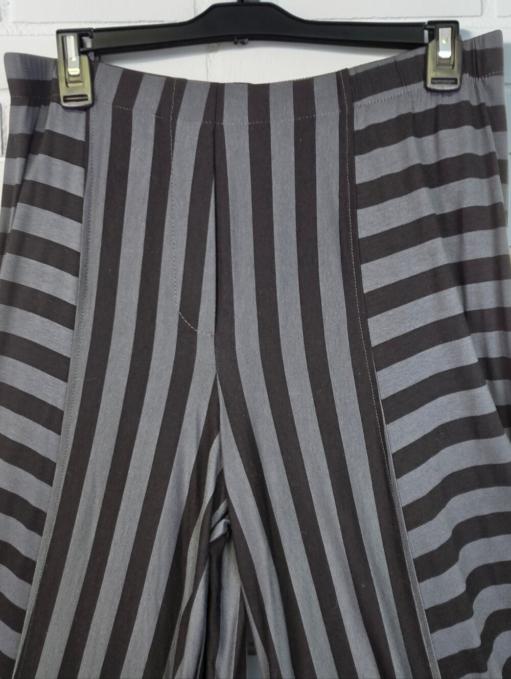 Alembika Knit Lantern Pant Black Grey Stripes Wide Leg Art To Wear Size 3 / Med - Picture 3 of 16
